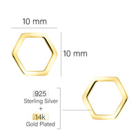 Maßenansicht von Sechseck Hexagon Ohrstecker in 925 Silber von Sofia Milani - E2387