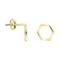 Haupt- und Seitenansicht von Sechseck Hexagon Ohrstecker in 925 Silber von Sofia Milani - E2387