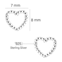 Maßenansicht von Herz Ohrstecker in 925 Silber von Sofia Milani - E2392
