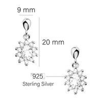 Maßenansicht von Blumen Ohrhänger in 925 Silber von Sofia Milani - E2411