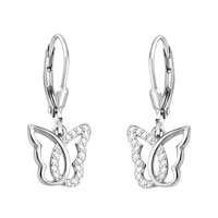 Haupt- und Seitenansicht von Schmetterling Ohrhänger in 925 Silber von Sofia Milani - E2413