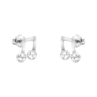 Haupt- und Seitenansicht von Achtel Musik Note Ohrstecker in 925 Silber von Sofia Milani - E2415