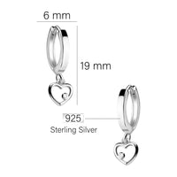 Maßenansicht von Herz Creolen in 925 Silber von Sofia Milani - E2423