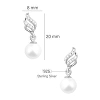 Maßenansicht von Perlen Ohrstecker in 925 Silber von Sofia Milani - E2441