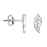 Haupt- und Seitenansicht von Blatt Ohrstecker in 925 Silber von Sofia Milani - E2443