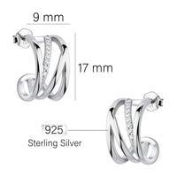 Maßenansicht von Geometrie Steck Creolen in 925 Silber von Sofia Milani - E2453