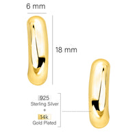 Maßenansicht von Geometrie Steck Creolen in 925 Silber von Sofia Milani - E2458