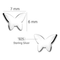 Maßenansicht von Schmetterling Ohrstecker in 925 Silber von Sofia Milani - E2467