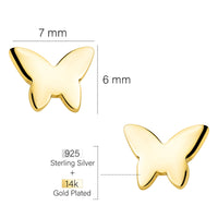 Maßenansicht von Schmetterling Ohrstecker in 925 Silber von Sofia Milani - E2468