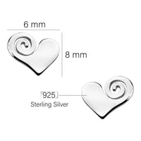 Maßenansicht von Herz Ohrstecker in 925 Silber von Sofia Milani - E2469
