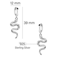 Maßenansicht von Schlangen Creolen in 925 Silber von Sofia Milani - E2473