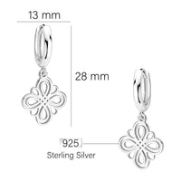 Maßenansicht von Blumen Creolen in 925 Silber von Sofia Milani - E2475