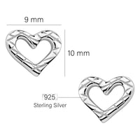 Maßenansicht von Gemustertes Herz Ohrstecker in 925 Silber von Sofia Milani - E2489
