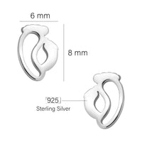 Maßenansicht von Fuß Herz Ohrstecker in 925 Silber von Sofia Milani - E2501