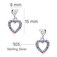 Maßenansicht von Herz Ohrhänger in 925 Silber von Sofia Milani - E2512
