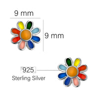 Maßenansicht von Farbige Blume Ohrstecker in 925 Silber von Sofia Milani - E2518