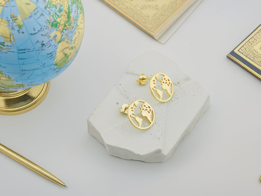 CloseUp Ansicht von Welt Ohrstecker in 925 Silber von Sofia Milani - E2529