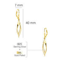 Maßenansicht von Gedreht Ohrhänger in 925 Silber von Sofia Milani - E2544