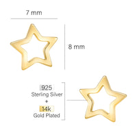 Maßenansicht von Stern Ohrstecker in 925 Silber von Sofia Milani - E2560