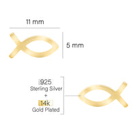 Maßenansicht von Fisch Ohrstecker in 925 Silber von Sofia Milani - E2561