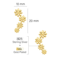 Maßenansicht von Blumen Ohrkletterer in 925 Silber von Sofia Milani - E2589
