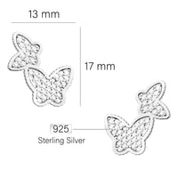 Maßenansicht von Schmetterling Ohrstecker in 925 Silber von Sofia Milani - E2607