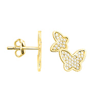 Haupt- und Seitenansicht von Schmetterling Ohrstecker in 925 Silber von Sofia Milani - E2608