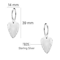 Maßenansicht von Blatt Ohrhänger in 925 Silber von Sofia Milani - E2637