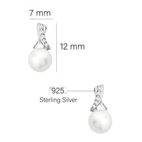 Maßenansicht von Perlen Ohrstecker in 925 Silber von Sofia Milani - E2641