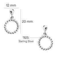 Maßenansicht von Kugel Kreis Ohrstecker in 925 Silber von Sofia Milani - E2644
