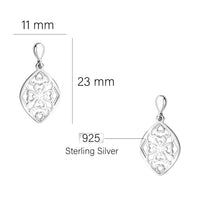 Maßenansicht von Ovales Ornament Ohrstecker in 925 Silber von Sofia Milani - E2646