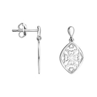 Haupt- und Seitenansicht von Ovales Ornament Ohrstecker in 925 Silber von Sofia Milani - E2646