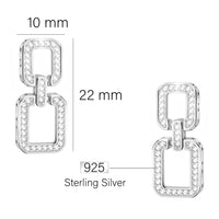 Maßenansicht von Quadrat Ohrhänger in 925 Silber von Sofia Milani - E2660