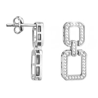 Haupt- und Seitenansicht von Quadrat Ohrhänger in 925 Silber von Sofia Milani - E2660
