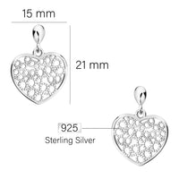 Maßenansicht von Herz Ohrhänger in 925 Silber von Sofia Milani - E2662
