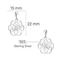 Maßenansicht von Blumen Ornamenten Ohrhänger in 925 Silber von Sofia Milani - E2666