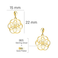 Maßenansicht von Blumen Ornamenten Ohrhänger in 925 Silber von Sofia Milani - E2667