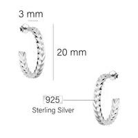 Maßenansicht von Geflochtenes Ohrstecker in 925 Silber von Sofia Milani - E2668