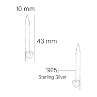 Maßenansicht von Herz Stab Durchzieher in 925 Silber von Sofia Milani - E2676