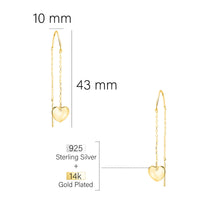 Maßenansicht von Herz Stab Durchzieher in 925 Silber von Sofia Milani - E2677