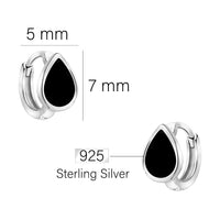 Maßenansicht von Schwarzer Zirkonia Creolen in 925 Silber von Sofia Milani - E2682