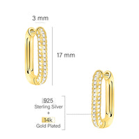 Maßenansicht von Zirkonia Creolen in 925 Silber von Sofia Milani - E2703