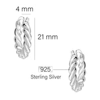 Maßenansicht von Croissant Creolen in 925 Silber von Sofia Milani - E2716