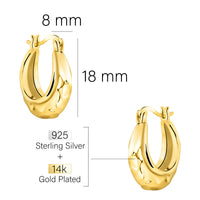 Maßenansicht von Gehämmerte Creolen in 925 Silber von Sofia Milani - E2729