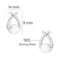 Maßenansicht von Perlen Ohrstecker in 925 Silber von Sofia Milani - E2734