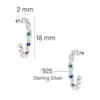 Maßenansicht von Gebogen Steck Creolen in 925 Silber von Sofia Milani - E2736