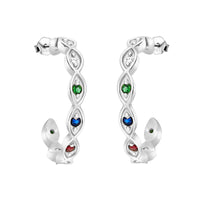 Haupt- und Seitenansicht von Gebogen Steck Creolen in 925 Silber von Sofia Milani - E2736