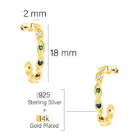 Maßenansicht von Gebogen Steck Creolen in 925 Silber von Sofia Milani - E2737