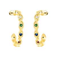 Haupt- und Seitenansicht von Gebogen Steck Creolen in 925 Silber von Sofia Milani - E2737