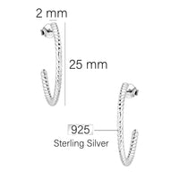 Maßenansicht von Croissant Steck Creolen in 925 Silber von Sofia Milani - E2740